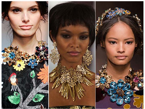 бижутерия с цветами на показе мод