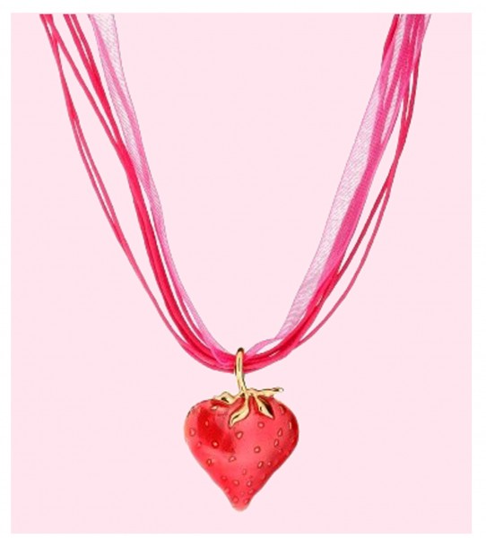 кулон с сердцем клубничкой